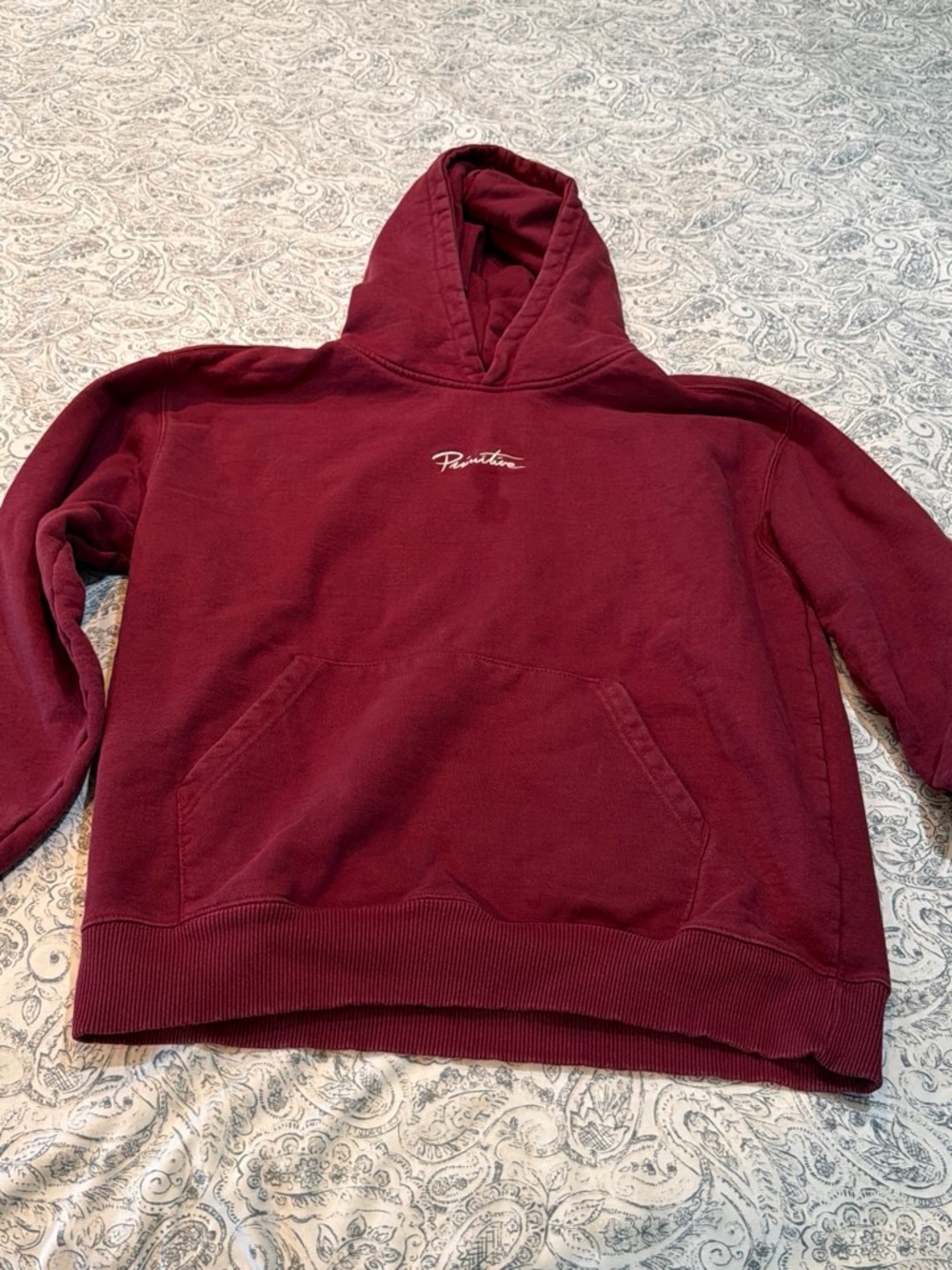 Primitive Men’s Maroon Pullover Hoodie with Script Logo